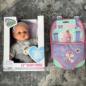 NWT 12" Baby Doll with Baby Bella Carrier